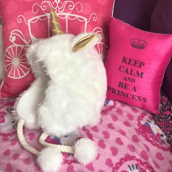 Justice Other - Adorable white fuzzy unicorn winter hat Justice Other - Adorable white fuzzy unicorn winter hat